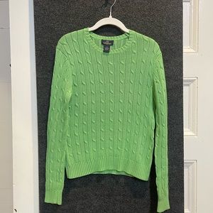Brooks Brothers Green Cable Knit Sweater